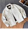 White Genuine Leather Causal Jacket for Men Retro Lapel