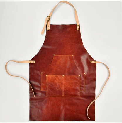 Genuine Cowhide Leather Apron With Pockets