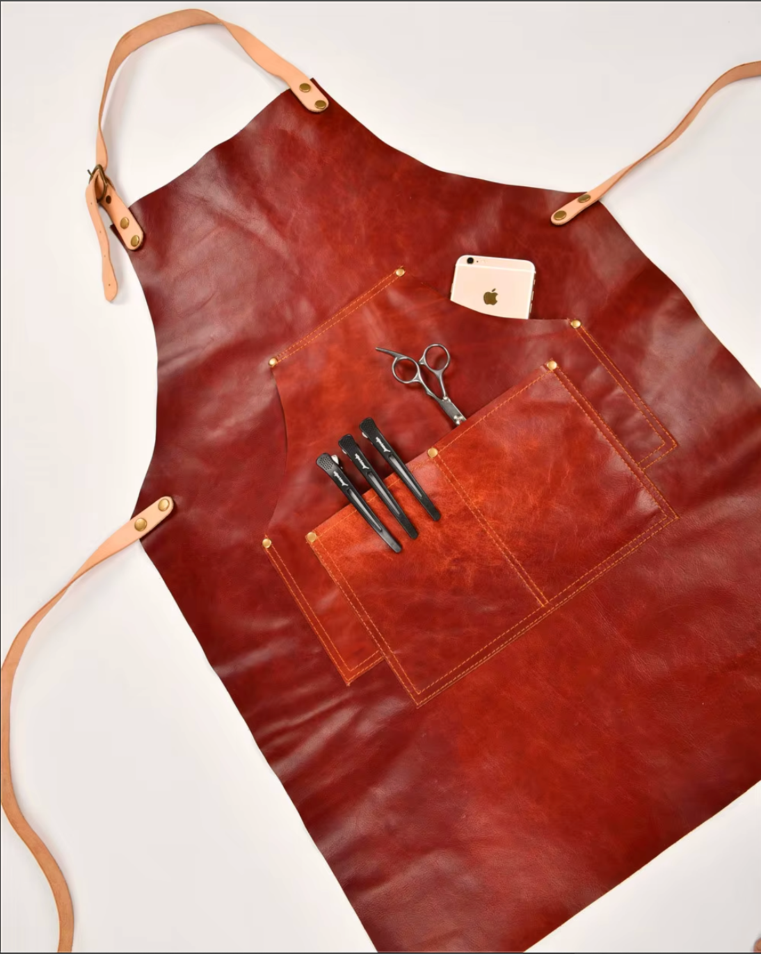 Genuine Cowhide Leather Apron With Pockets