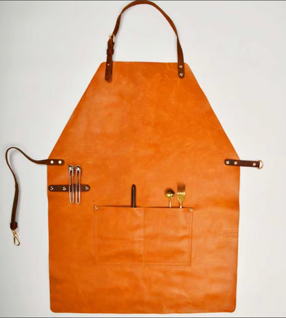 Genuine Cowhide Leather Apron With Pockets