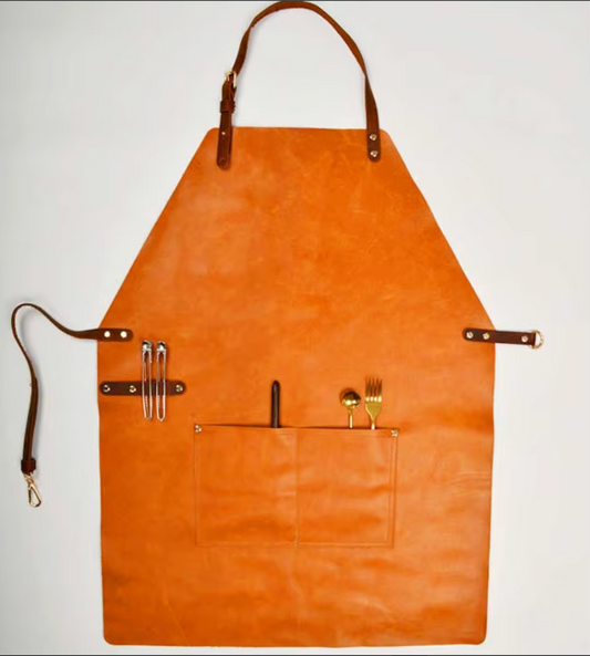 Genuine Cowhide Leather Apron With Pockets