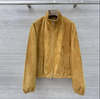 Women Beige Suede Bomber Jacket Real Suede Zip-Up Coat