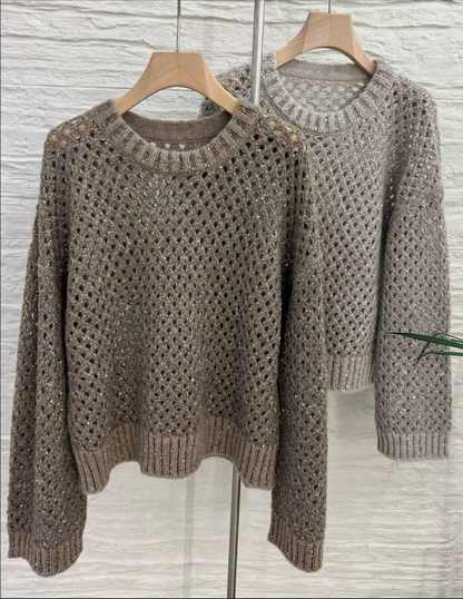 Hollow Out Sequinned Women’s Cashmere Cardigan