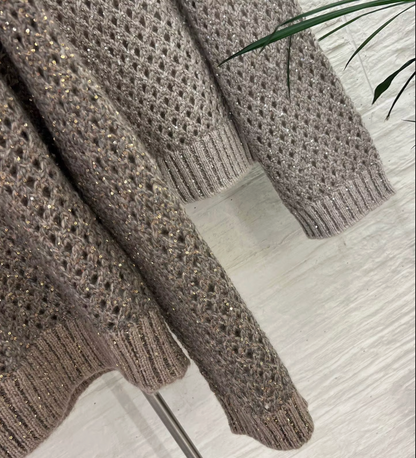 Hollow Out Sequinned Women’s Cashmere Cardigan