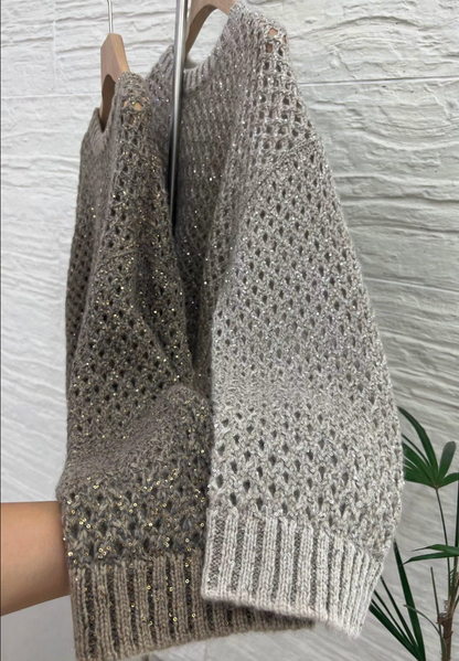 Hollow Out Sequinned Women’s Cashmere Cardigan