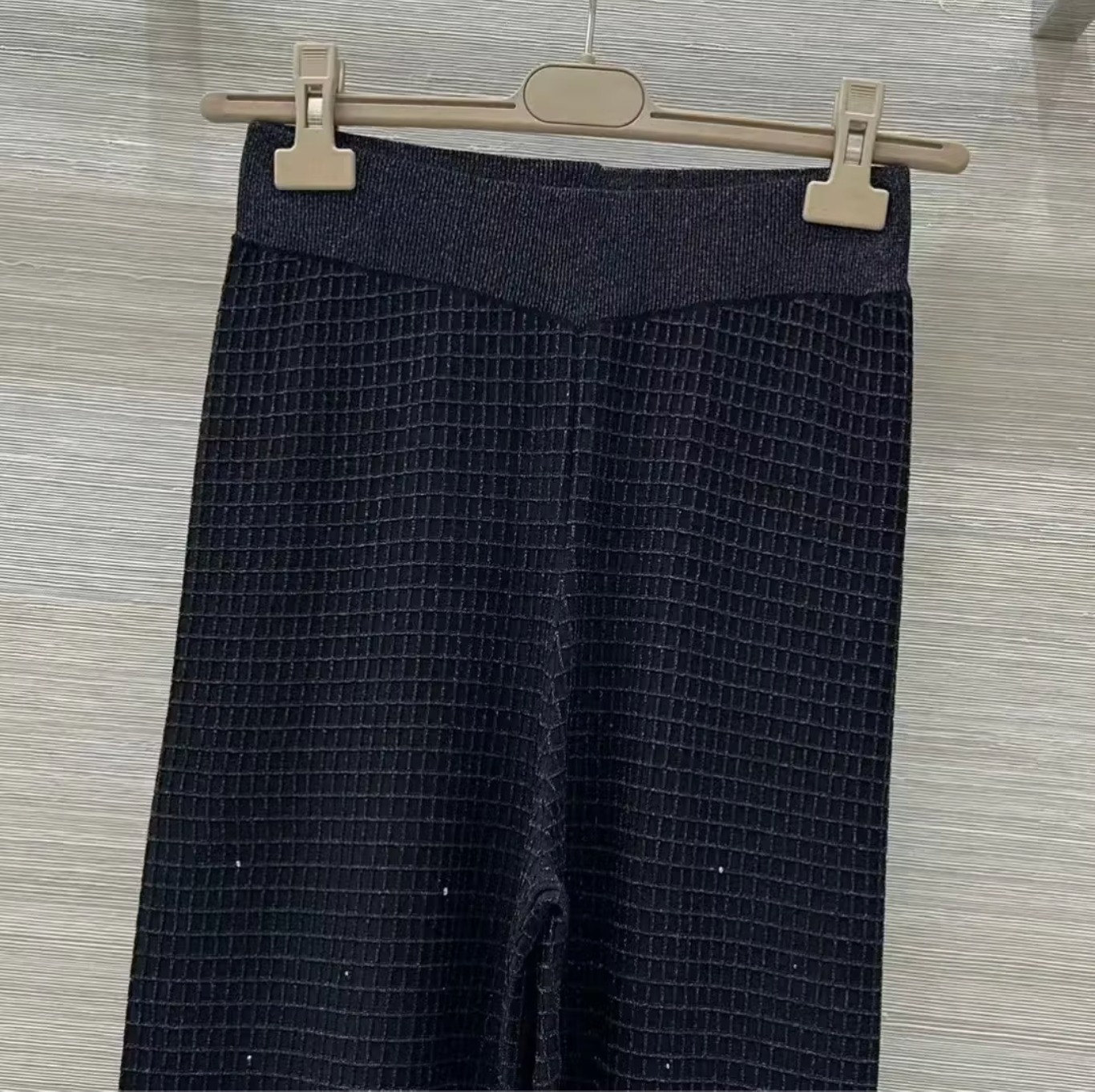 Women Gold Thread Plaid Rhinestone Knit Three Piece Set