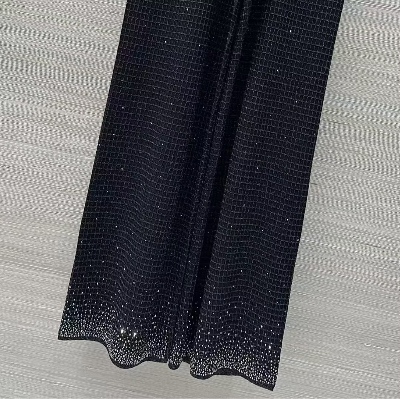 Women Gold Thread Plaid Rhinestone Knit Three Piece Set