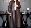 Women Long Leather Coat Plus Size Trench with Button Front