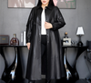 Women Long Leather Coat Plus Size Trench with Button Front
