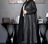 Women Long Leather Coat Plus Size Trench with Button Front