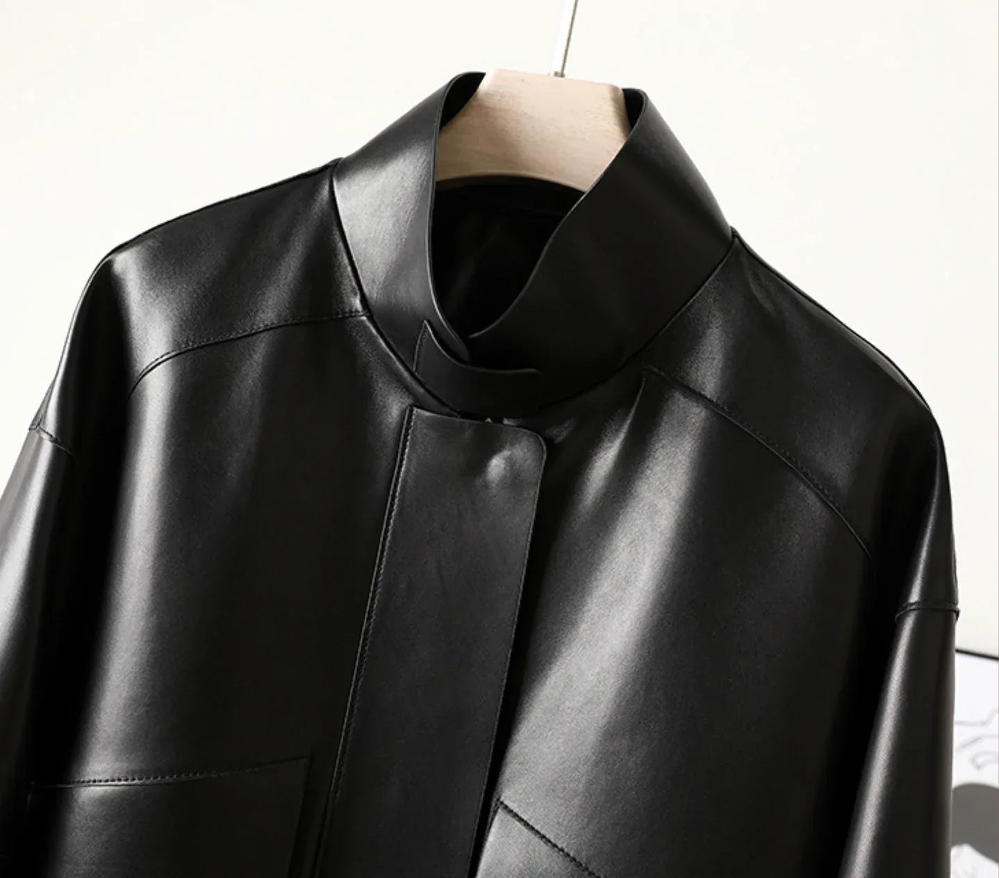 Women Oversized Leather Jacket Bomber Style