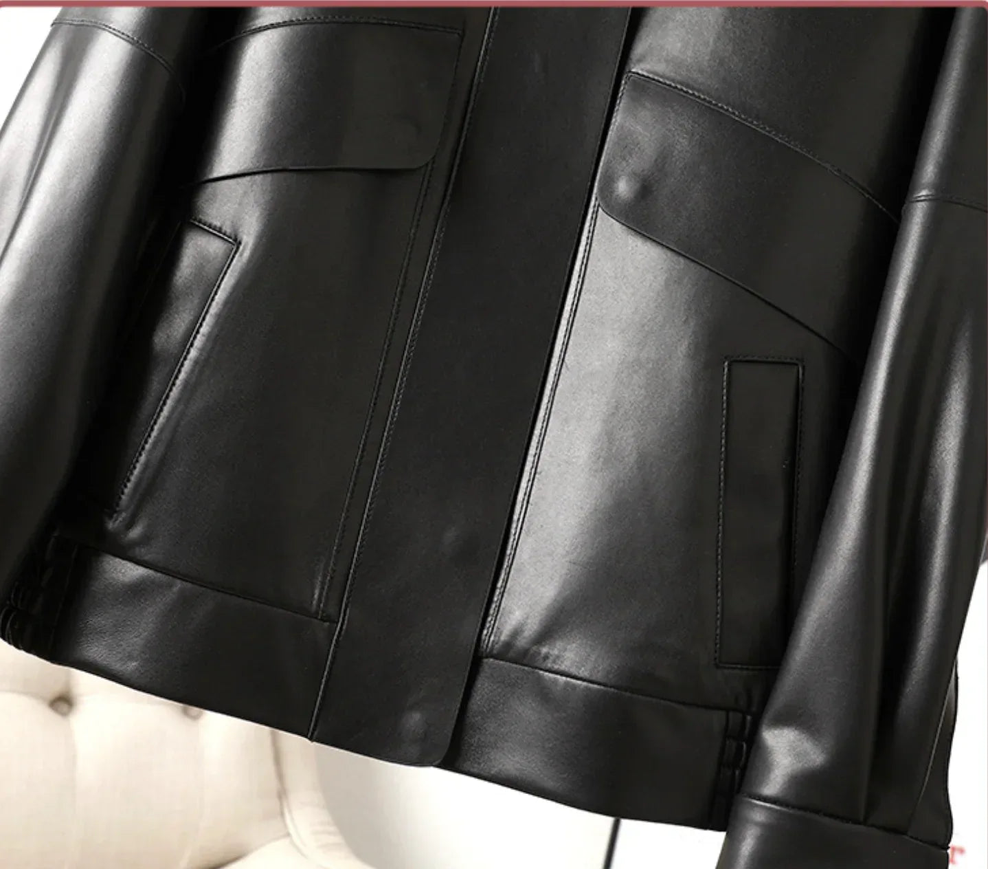 Women Oversized Leather Jacket Bomber Style