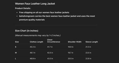 Over the Knee Faux Leather Women Long Coat