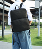 Men Leather Business Backpack With Trolley Sleeve