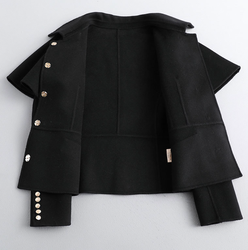 Women Petite Short French Cape Double-Sided Cashmere Coat