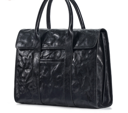 Leather Business Briefcase for Men with Trolley Sleeve