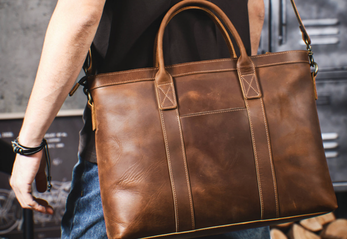 Men’s Genuine Leather Office Briefcase Bag