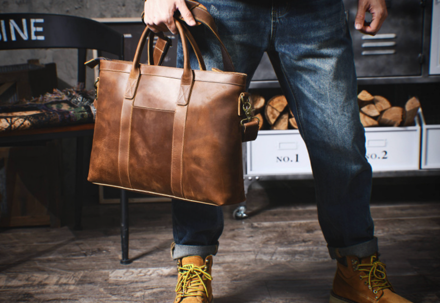 Men’s Genuine Leather Office Briefcase Bag