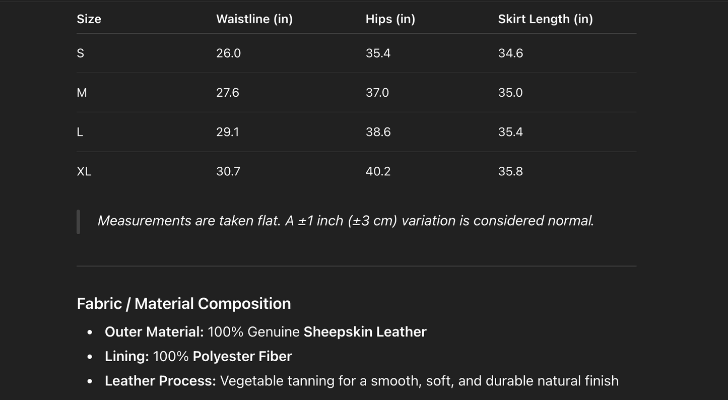 Women’s Genuine Leather High Waist Midi Skirt