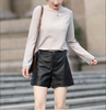 Women’s Black Leather High Waisted Shorts