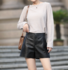 Women’s Black Leather High Waisted Shorts