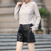 Women’s Black Leather High Waisted Shorts