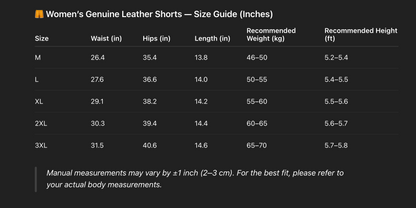 Women’s Black Leather High Waisted Shorts