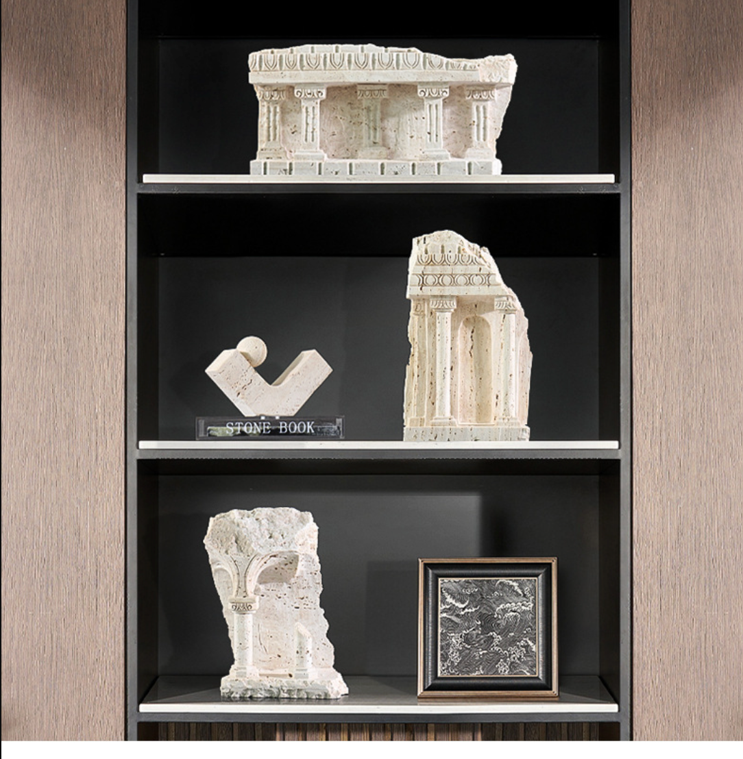 Roman  Yellow Travertine Marble Column Ornament