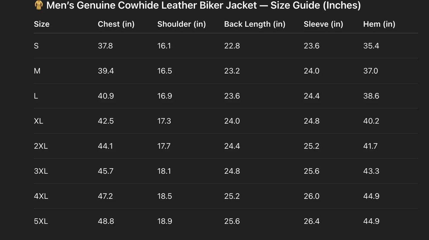 Men’s Slim Fit Motorcycle Leather Jacket