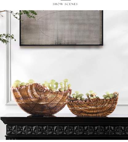 Natural Jadeite Mushroom Marble Ornament