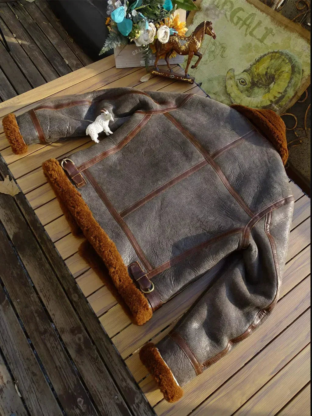 Men’s Real Sheepskin Fur B3 Shearling Bomber Jacket