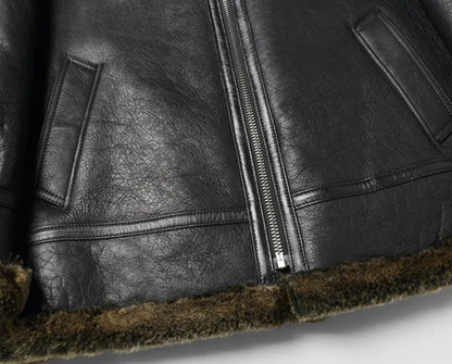 Men’s Sheepskin Shearling Fur-Lined Winter Coat