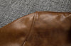 Oil Wax Leather Jacket Men Brown Slim Fit Boxer Style