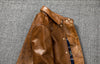 Oil Wax Leather Jacket Men Brown Slim Fit Boxer Style