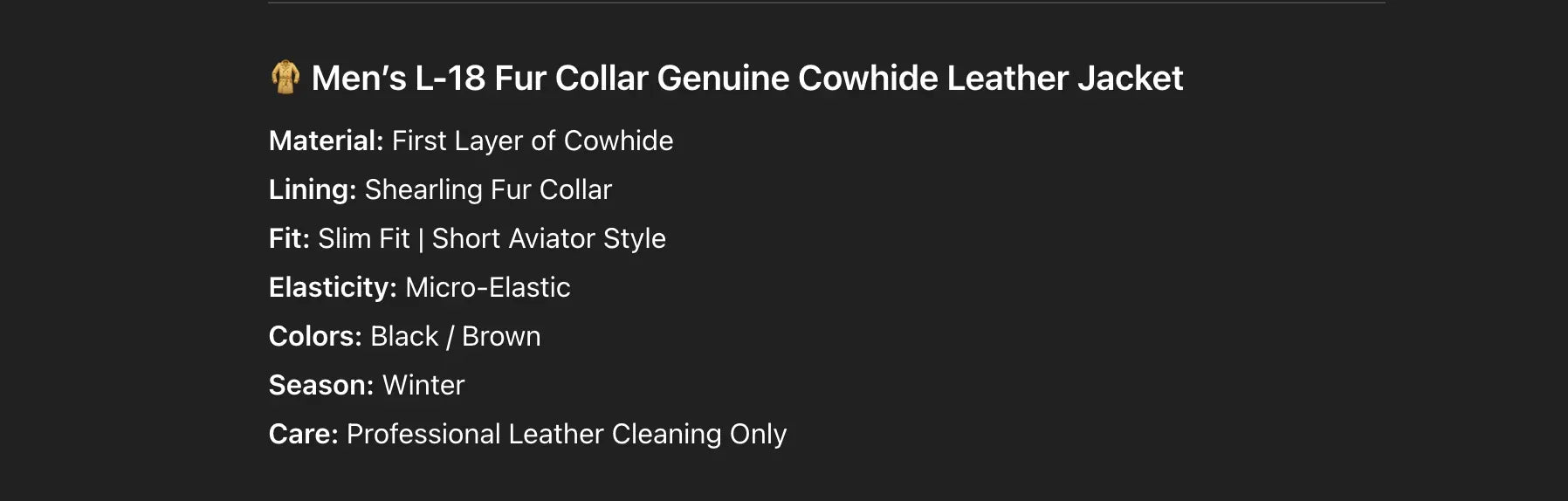 Black Leather Aviator Jacket Mens with Shearling Collar