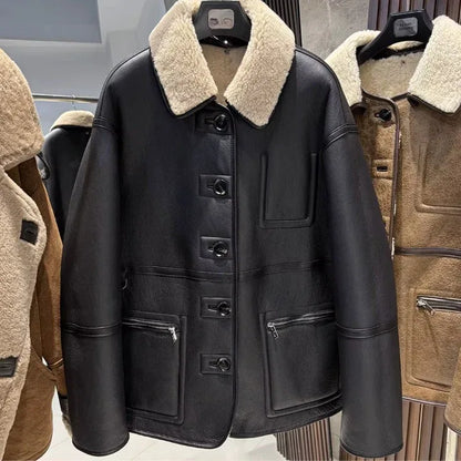 Women’s Real Reversible Shearling Bomber Jacket