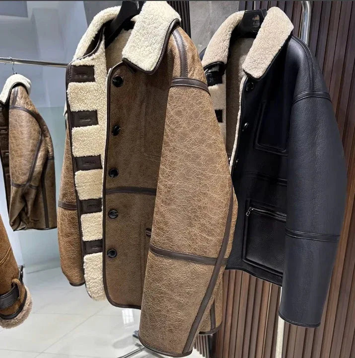 Women’s Shearling Leather Jacket Brown Reversible