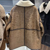 Women’s Shearling Leather Jacket Brown Reversible