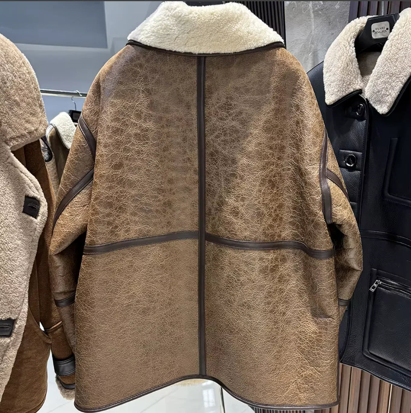 Women’s Shearling Leather Jacket Brown Reversible