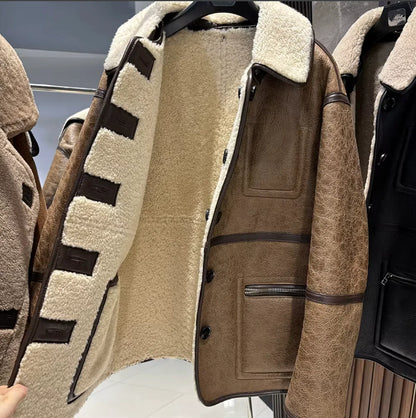 Women’s Shearling Leather Jacket Brown Reversible
