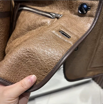 Women’s Shearling Leather Jacket Brown Reversible