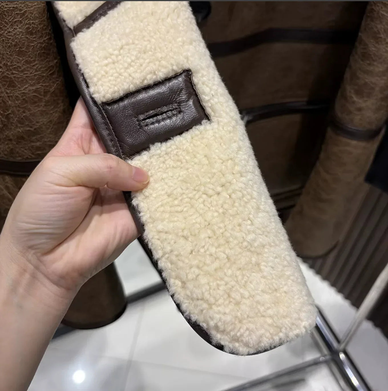 Women’s Shearling Leather Jacket Brown Reversible