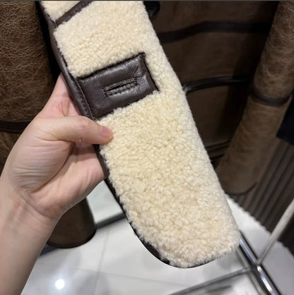 Women’s Shearling Leather Jacket Brown Reversible