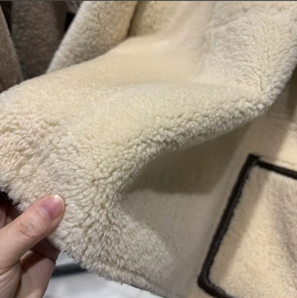 Women’s Shearling Leather Jacket Brown Reversible