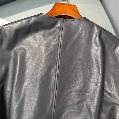 Women Leather Tie Waist Vest Sheepskin Waistcoat