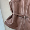 Women Leather Tie Waist Vest Sheepskin Waistcoat