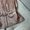 Women Leather Tie Waist Vest Sheepskin Waistcoat