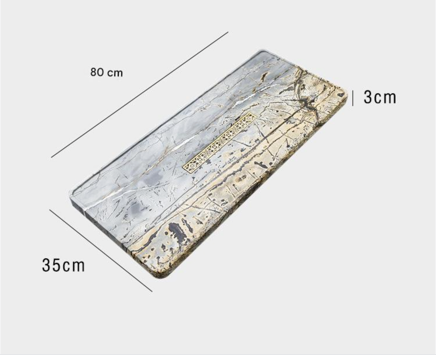 Black Grey Gold Stone Tea Tray for Gongfu Brewing