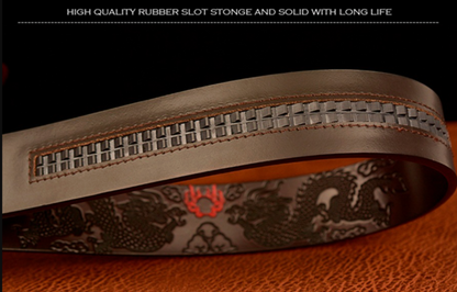 Men Western Dragon Buckle Genuine Leather Belt