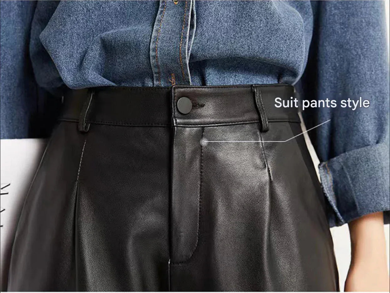 Women’s Genuine Leather Mid-Length Suit Shorts